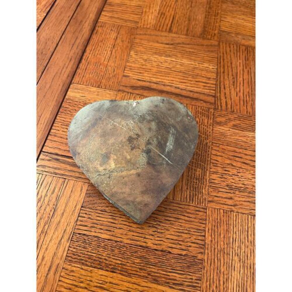 Patina tin heart container